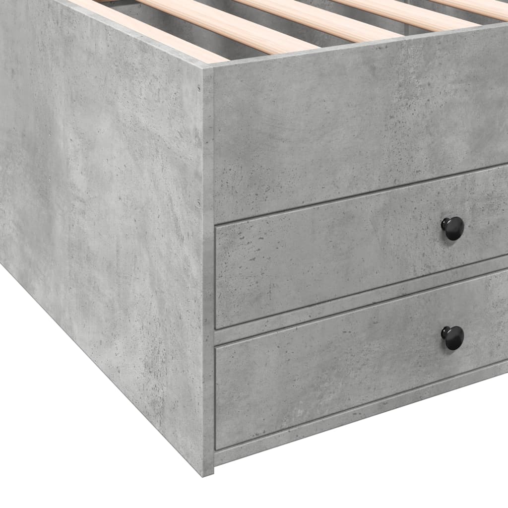 Slaapbank met lades 90x190 cm bewerkt hout betongrijs Bedden & bedframes | Creëer jouw Trendy Thuis | Gratis bezorgd & Retour | Trendy.nl