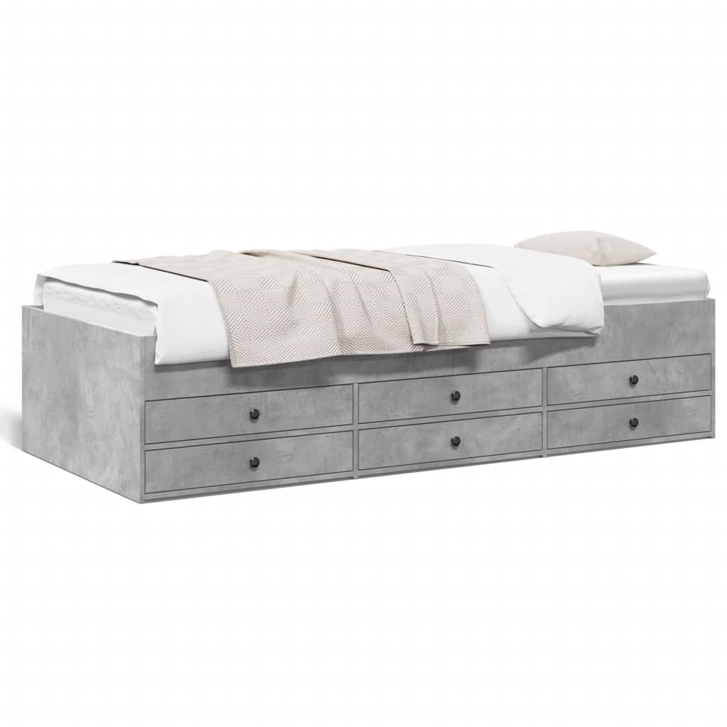 Slaapbank met lades 90x190 cm bewerkt hout betongrijs Bedden & bedframes | Creëer jouw Trendy Thuis | Gratis bezorgd & Retour | Trendy.nl