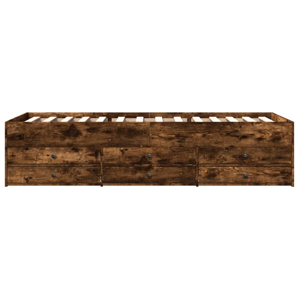 Slaapbank met lades 90x190 cm bewerkt hout gerookt eikenkleurig Bedden & bedframes | Creëer jouw Trendy Thuis | Gratis bezorgd & Retour | Trendy.nl