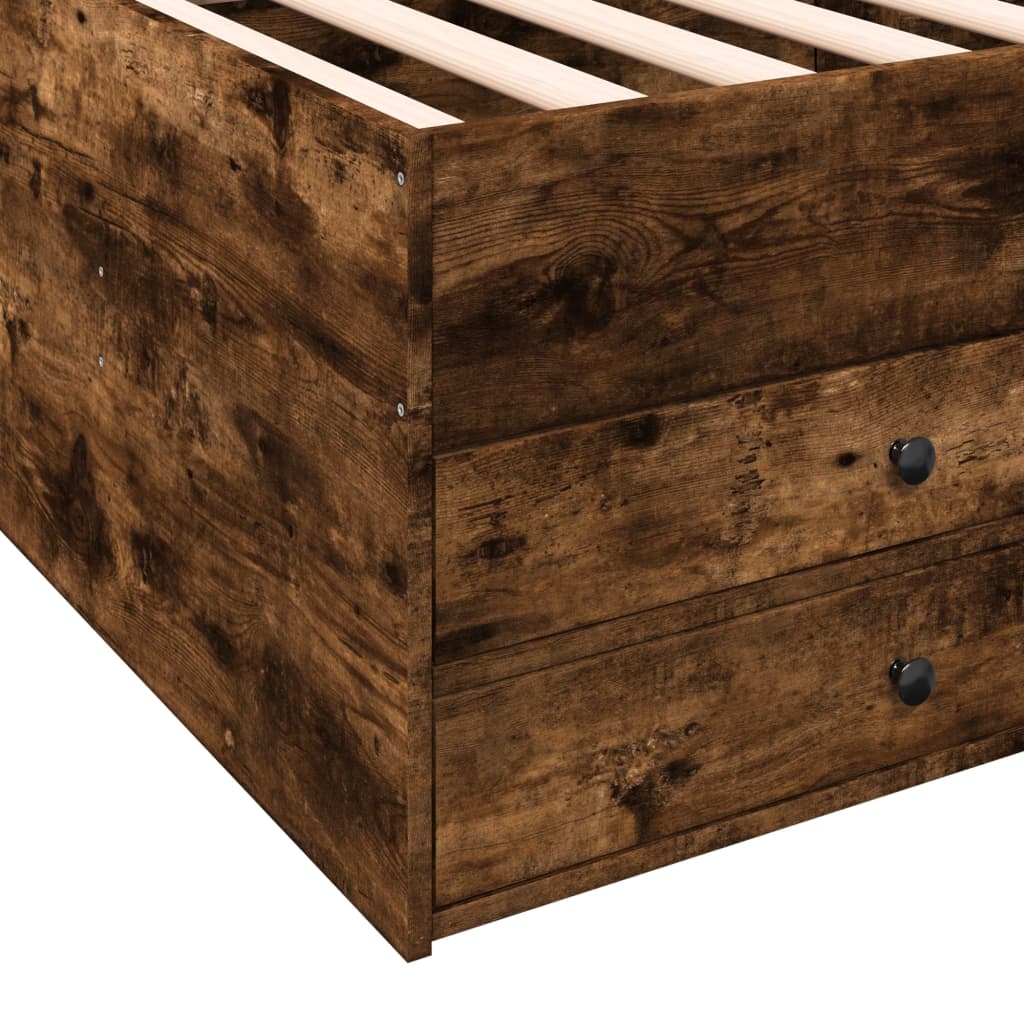 Slaapbank met lades 90x190 cm bewerkt hout gerookt eikenkleurig Bedden & bedframes | Creëer jouw Trendy Thuis | Gratis bezorgd & Retour | Trendy.nl