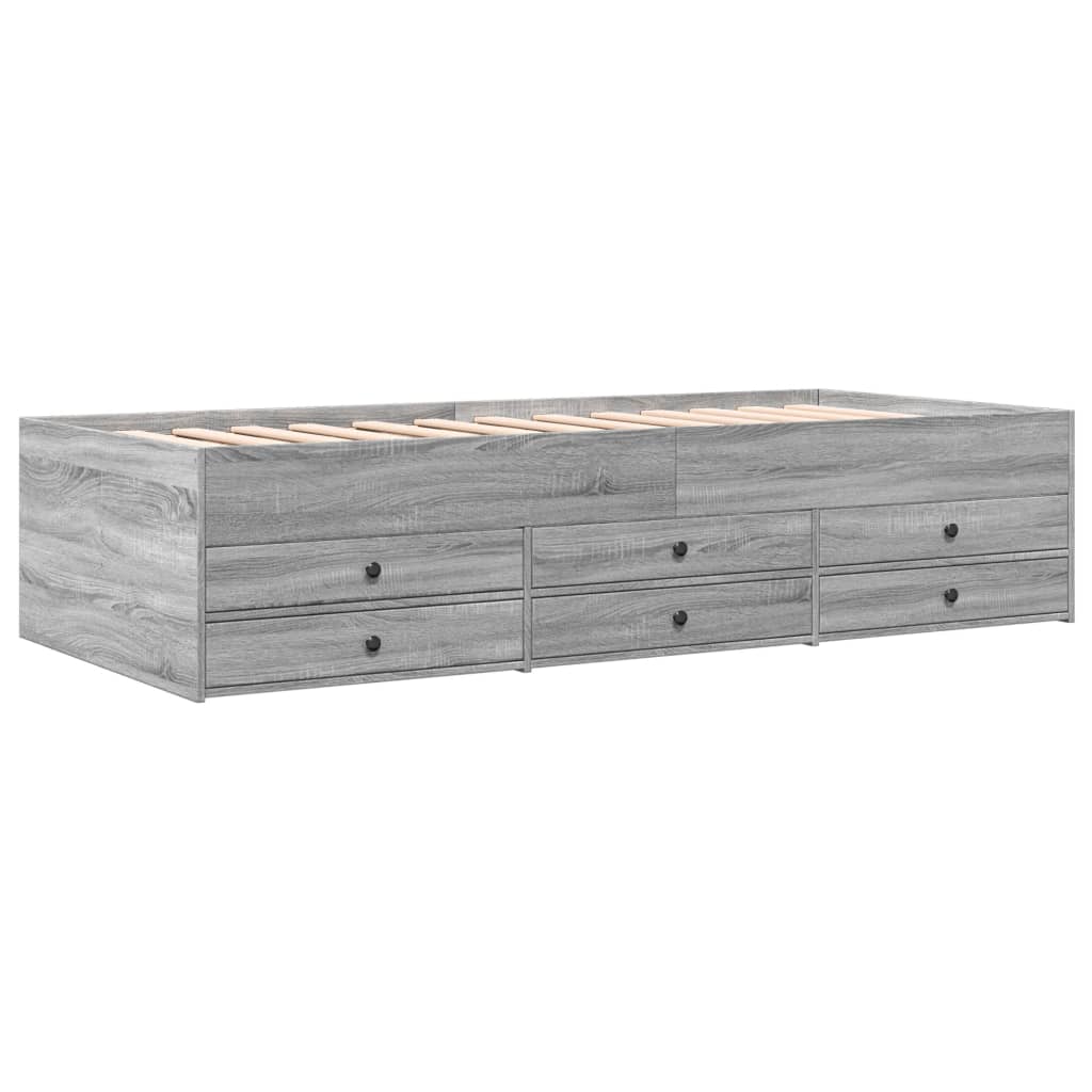 Slaapbank met lades 90x190 cm bewerkt hout grijs sonoma eiken Bedden & bedframes | Creëer jouw Trendy Thuis | Gratis bezorgd & Retour | Trendy.nl