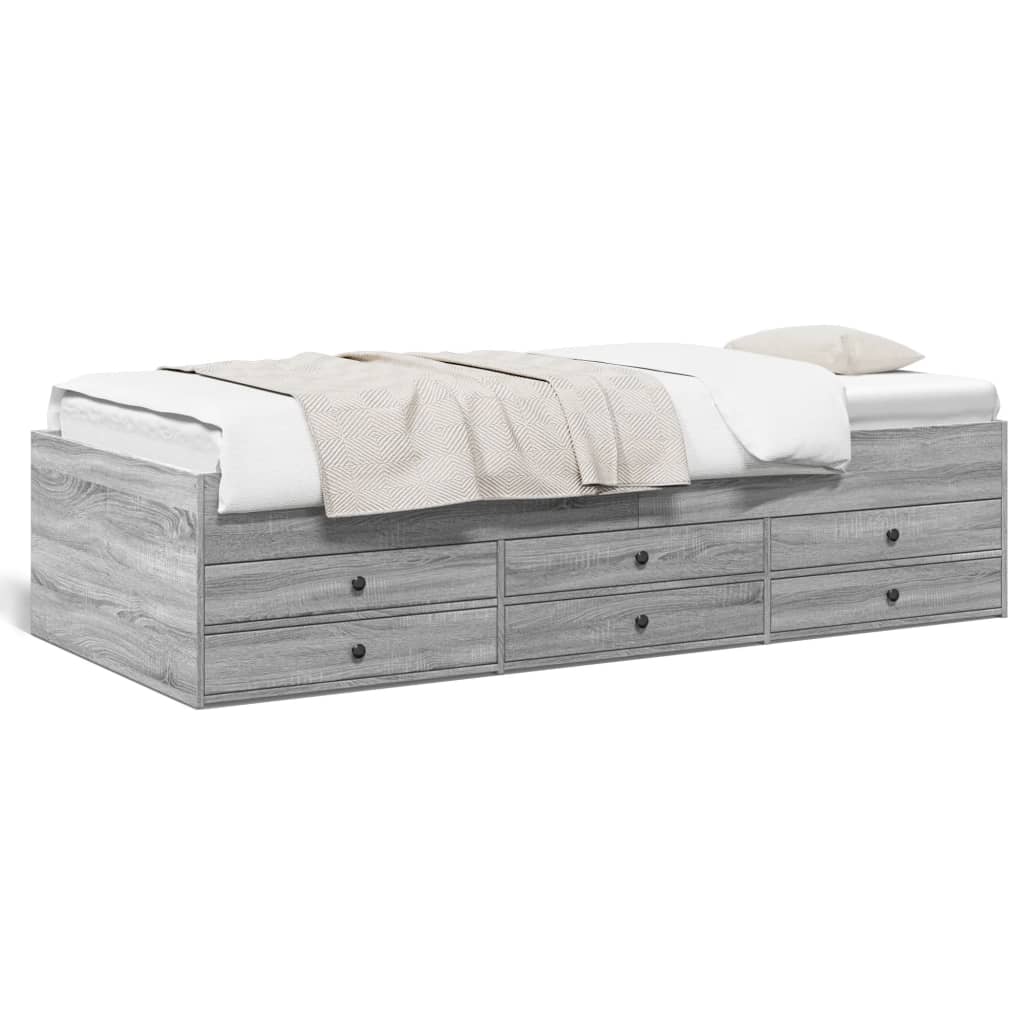 Slaapbank met lades 90x190 cm bewerkt hout grijs sonoma eiken Bedden & bedframes | Creëer jouw Trendy Thuis | Gratis bezorgd & Retour | Trendy.nl