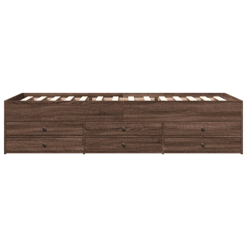 Slaapbank met lades 90x190 cm bewerkt hout bruin eikenkleurig Bedden & bedframes | Creëer jouw Trendy Thuis | Gratis bezorgd & Retour | Trendy.nl