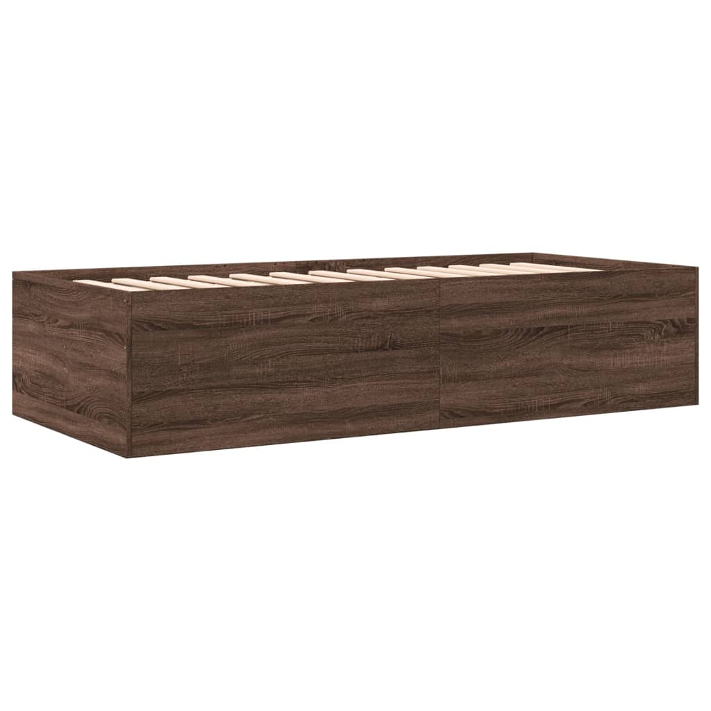 Slaapbank met lades 90x190 cm bewerkt hout bruin eikenkleurig Bedden & bedframes | Creëer jouw Trendy Thuis | Gratis bezorgd & Retour | Trendy.nl