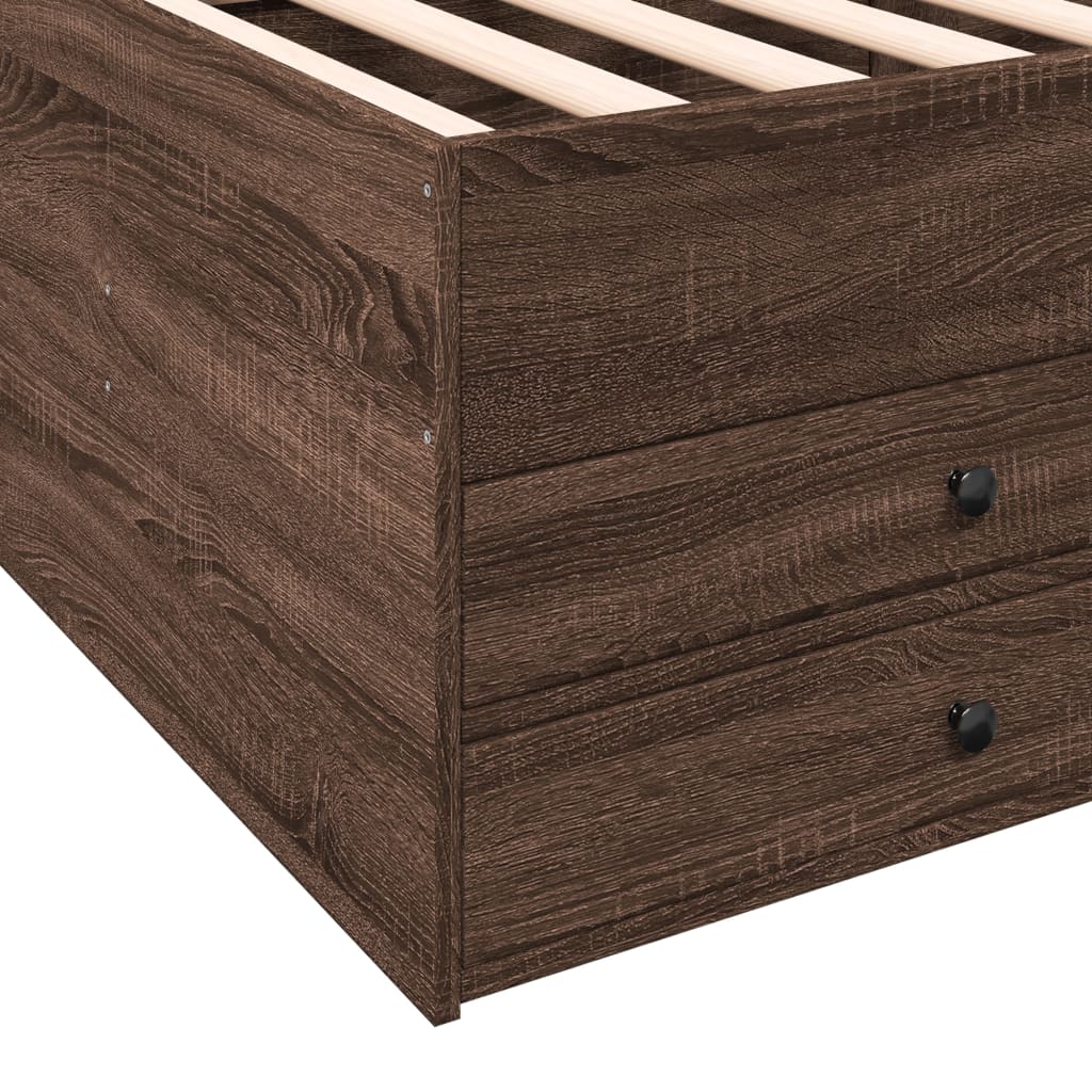 Slaapbank met lades 90x190 cm bewerkt hout bruin eikenkleurig Bedden & bedframes | Creëer jouw Trendy Thuis | Gratis bezorgd & Retour | Trendy.nl