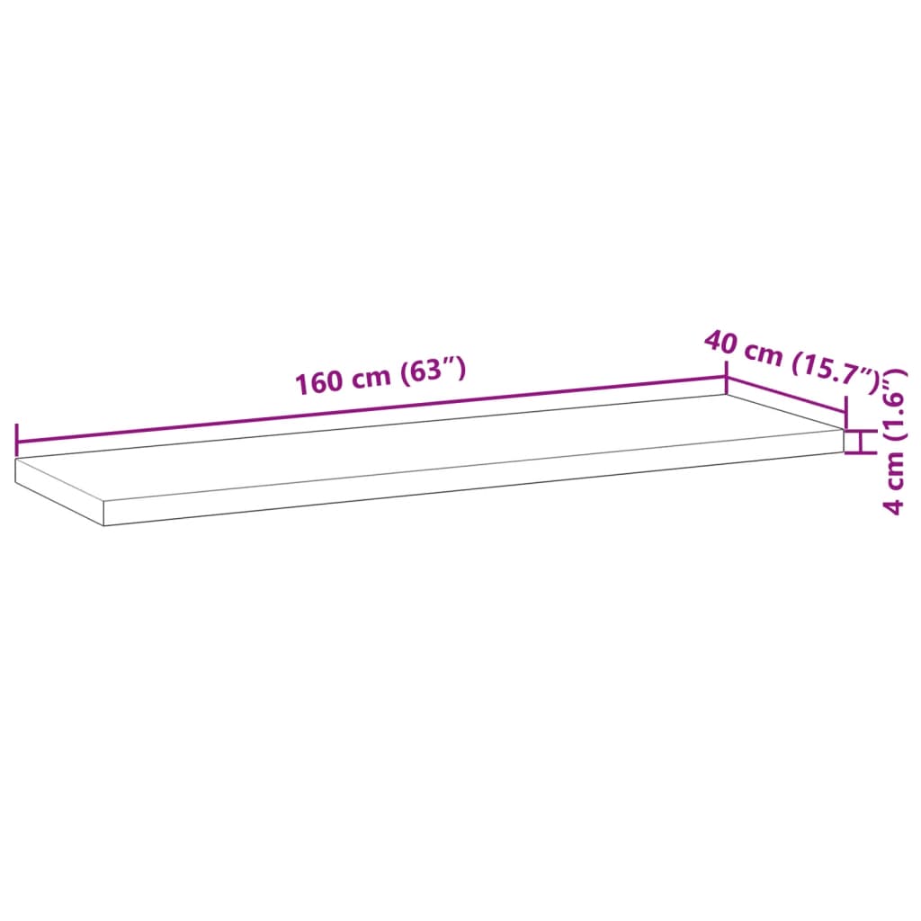 Wastafelblad 160x40x4 cm onbehandeld massief acaciahout Badkamerkaptafels | Creëer jouw Trendy Thuis | Gratis bezorgd & Retour | Trendy.nl