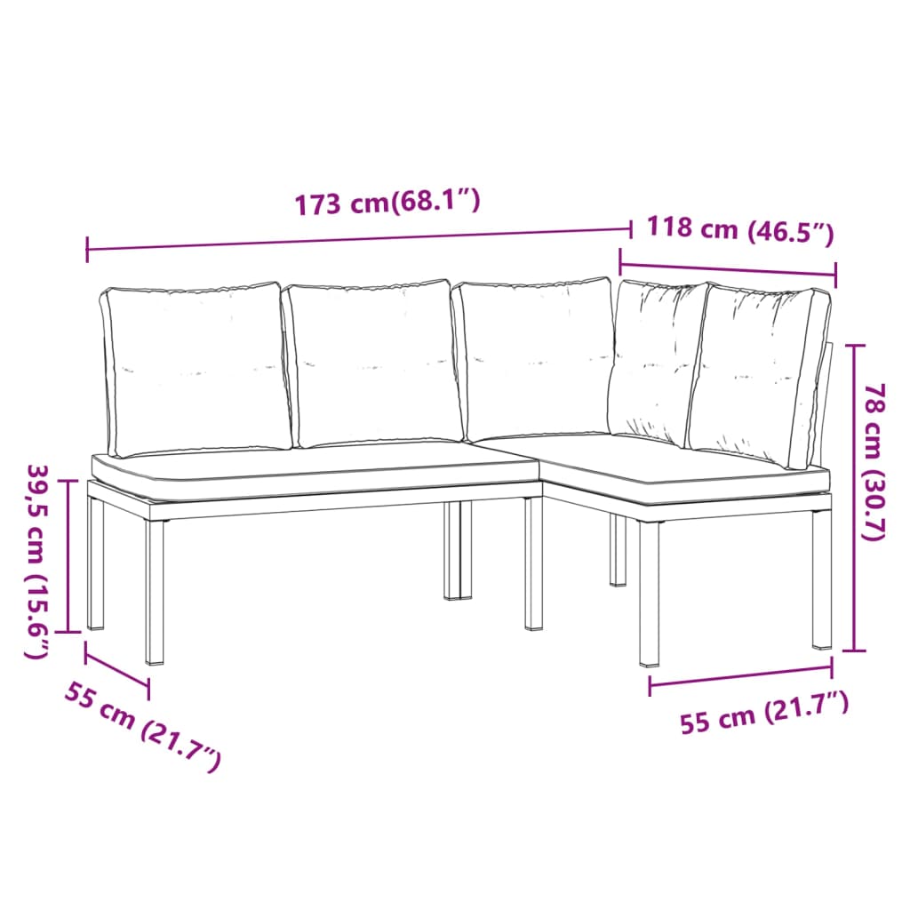 Tuinbanken met kussens 2 st gepoedercoat staal zwart Tuinbanken | Creëer jouw Trendy Thuis | Gratis bezorgd & Retour | Trendy.nl