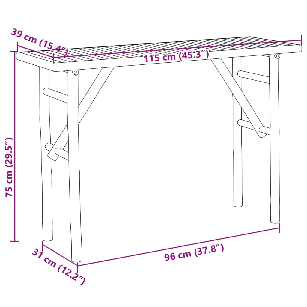 Wandtafel 115x39x75 cm bamboe Consoletafels | Creëer jouw Trendy Thuis | Gratis bezorgd & Retour | Trendy.nl