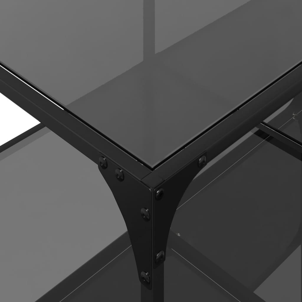 Salontafel met zwart glazen blad 98,5x50x40 cm staal Salontafels | Creëer jouw Trendy Thuis | Gratis bezorgd & Retour | Trendy.nl