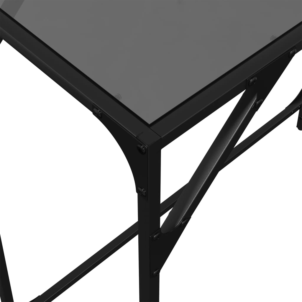 Wandtafel met zwart glazen blad 80x35x81 cm staal Consoletafels | Creëer jouw Trendy Thuis | Gratis bezorgd & Retour | Trendy.nl