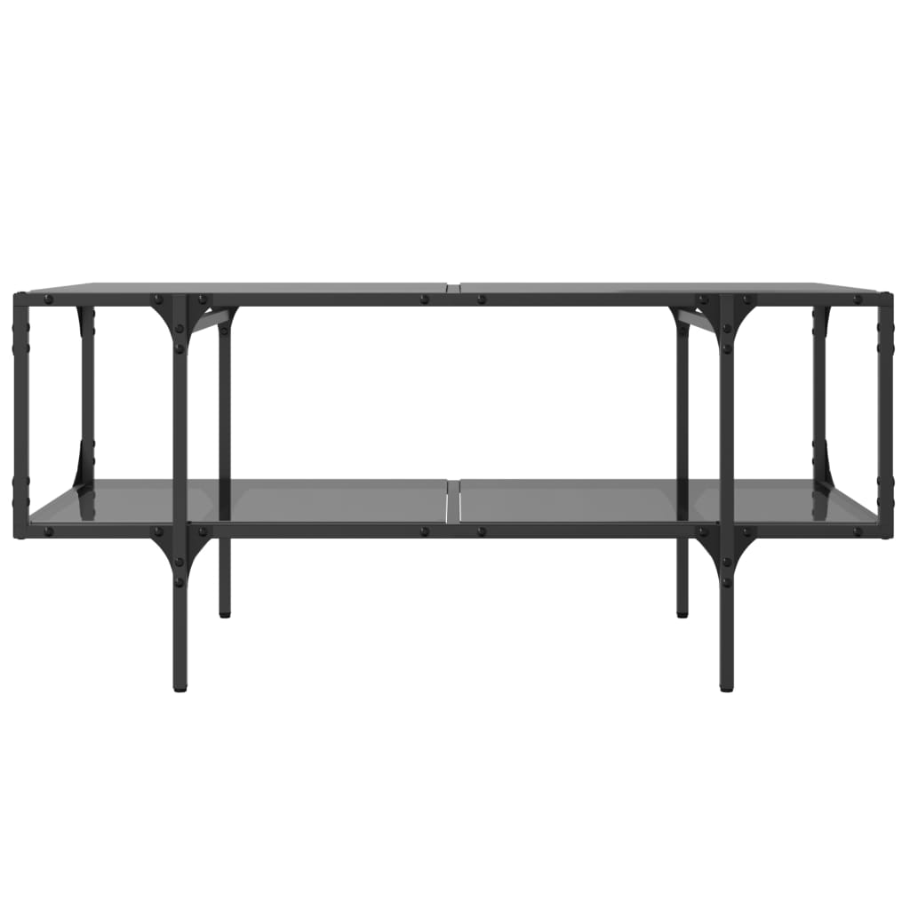 Salontafel met zwart glazen blad 98,5x50x45 cm staal Salontafels | Creëer jouw Trendy Thuis | Gratis bezorgd & Retour | Trendy.nl