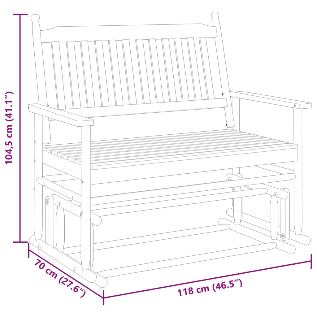 Schuifbankje 118x70x104,5 cm massief populierenhout zwart Schommelstoelen | Creëer jouw Trendy Thuis | Gratis bezorgd & Retour | Trendy.nl