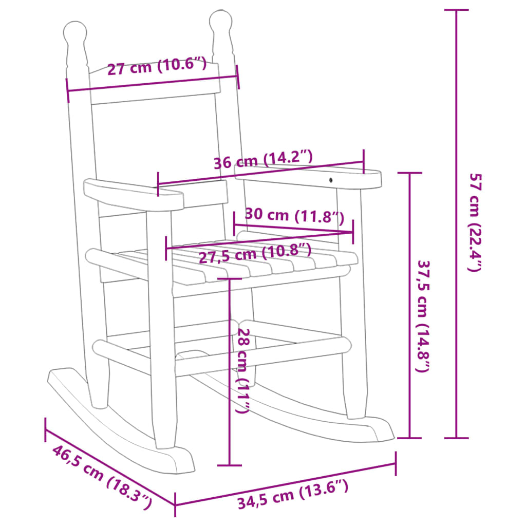 Schommelstoel voor kinderen massief populierenhout zwart Schommelstoelen | Creëer jouw Trendy Thuis | Gratis bezorgd & Retour | Trendy.nl