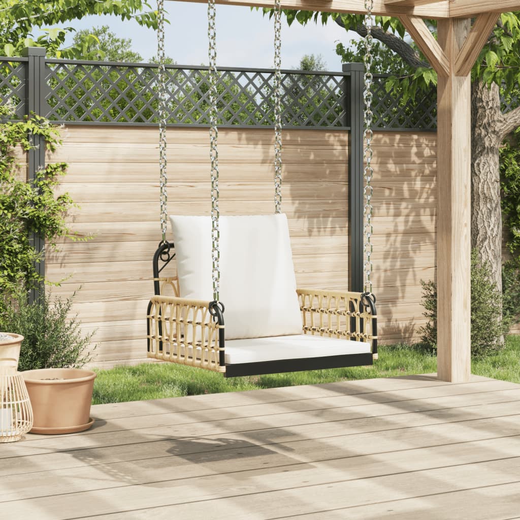 Schommelstoel met kussens 63x58x39 cm poly rattan en staal Tuinbanken | Creëer jouw Trendy Thuis | Gratis bezorgd & Retour | Trendy.nl