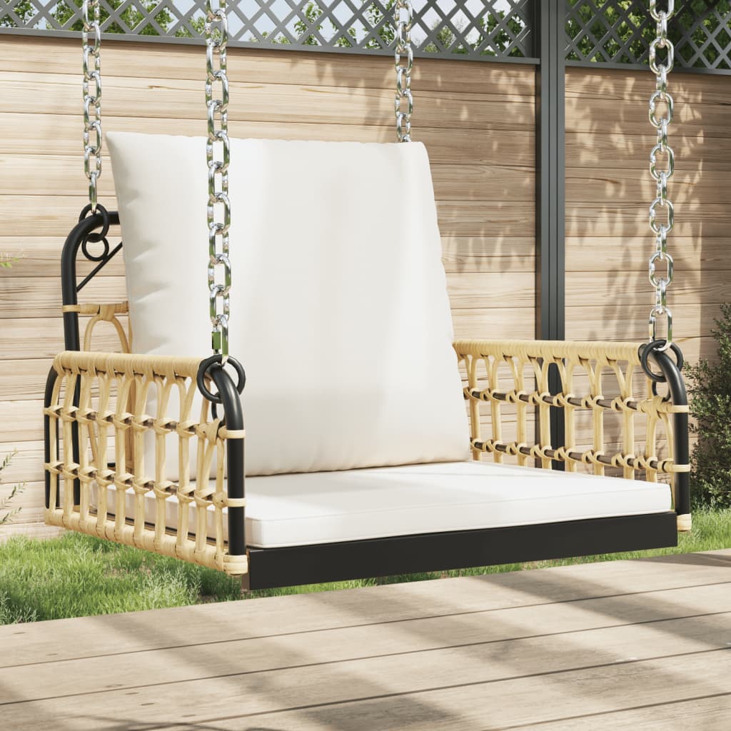 Schommelstoel met kussens 63x58x39 cm poly rattan en staal Tuinbanken | Creëer jouw Trendy Thuis | Gratis bezorgd & Retour | Trendy.nl