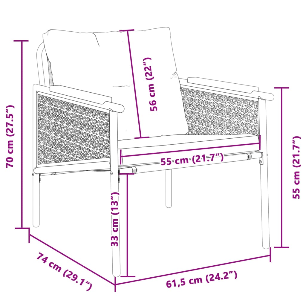 Tuinstoelen 2 st met kussens staal zwart Tuinsets | Creëer jouw Trendy Thuis | Gratis bezorgd & Retour | Trendy.nl