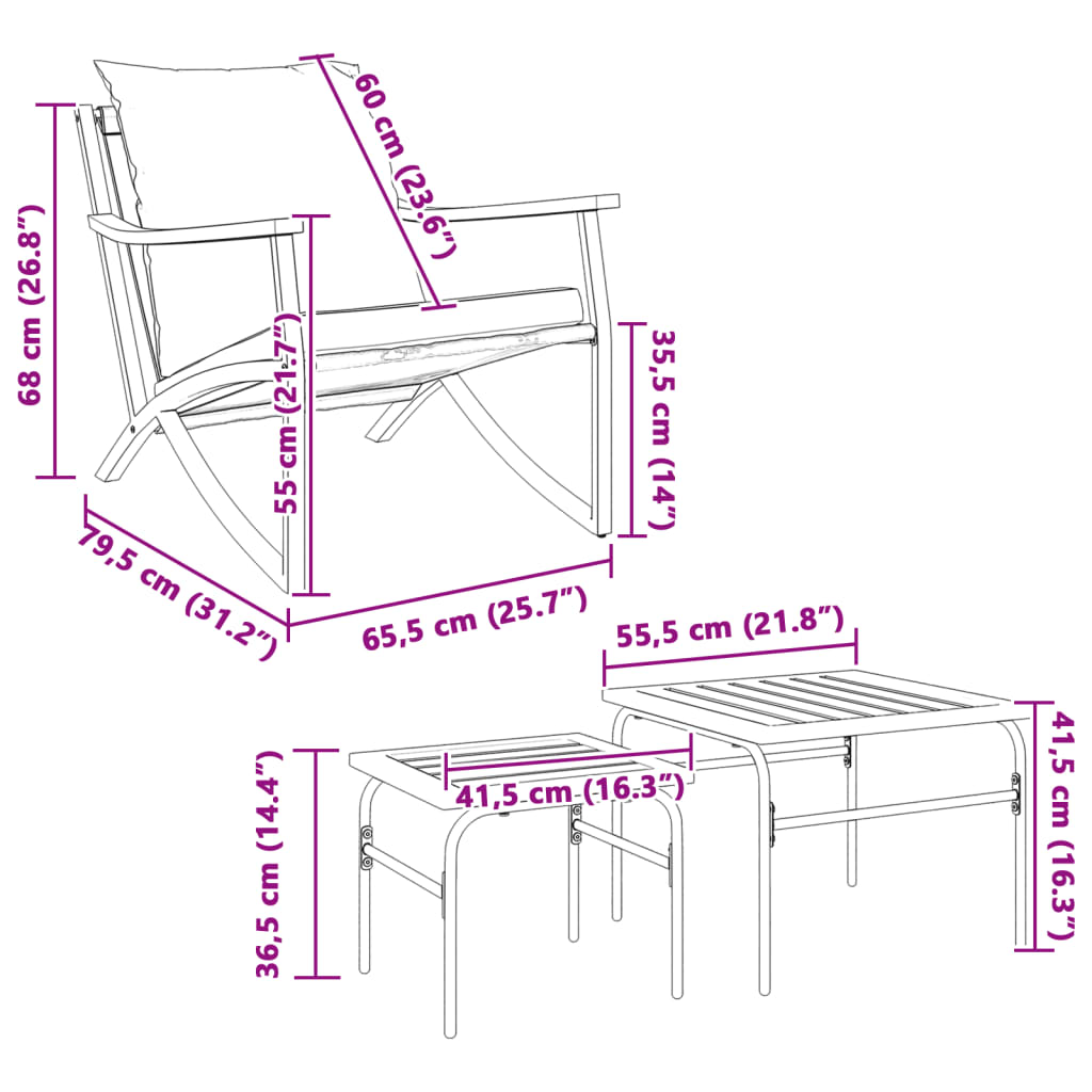 4-delige Balkonset met kussens staal zwart Tuinsets | Creëer jouw Trendy Thuis | Gratis bezorgd & Retour | Trendy.nl