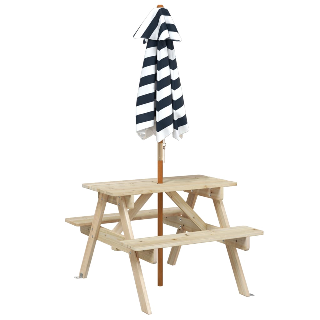 Picknicktafel voor 4 kinderen met parasol massief vurenhout Tuintafels | Creëer jouw Trendy Thuis | Gratis bezorgd & Retour | Trendy.nl