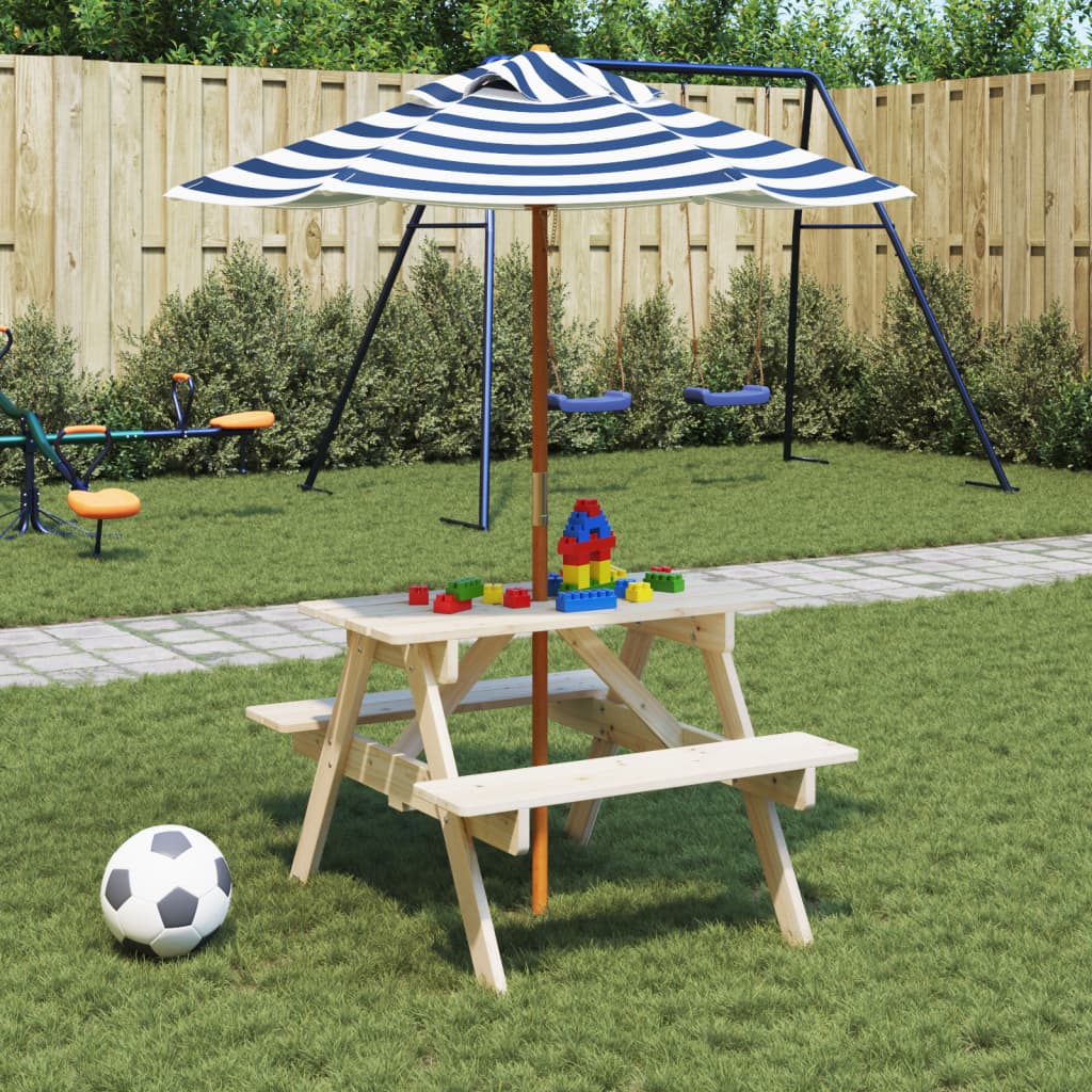 Picknicktafel voor 4 kinderen met parasol massief vurenhout Tuintafels | Creëer jouw Trendy Thuis | Gratis bezorgd & Retour | Trendy.nl