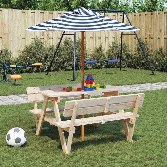 Picknicktafel voor 4 kinderen met parasol massief vurenhout Tuintafels | Creëer jouw Trendy Thuis | Gratis bezorgd & Retour | Trendy.nl