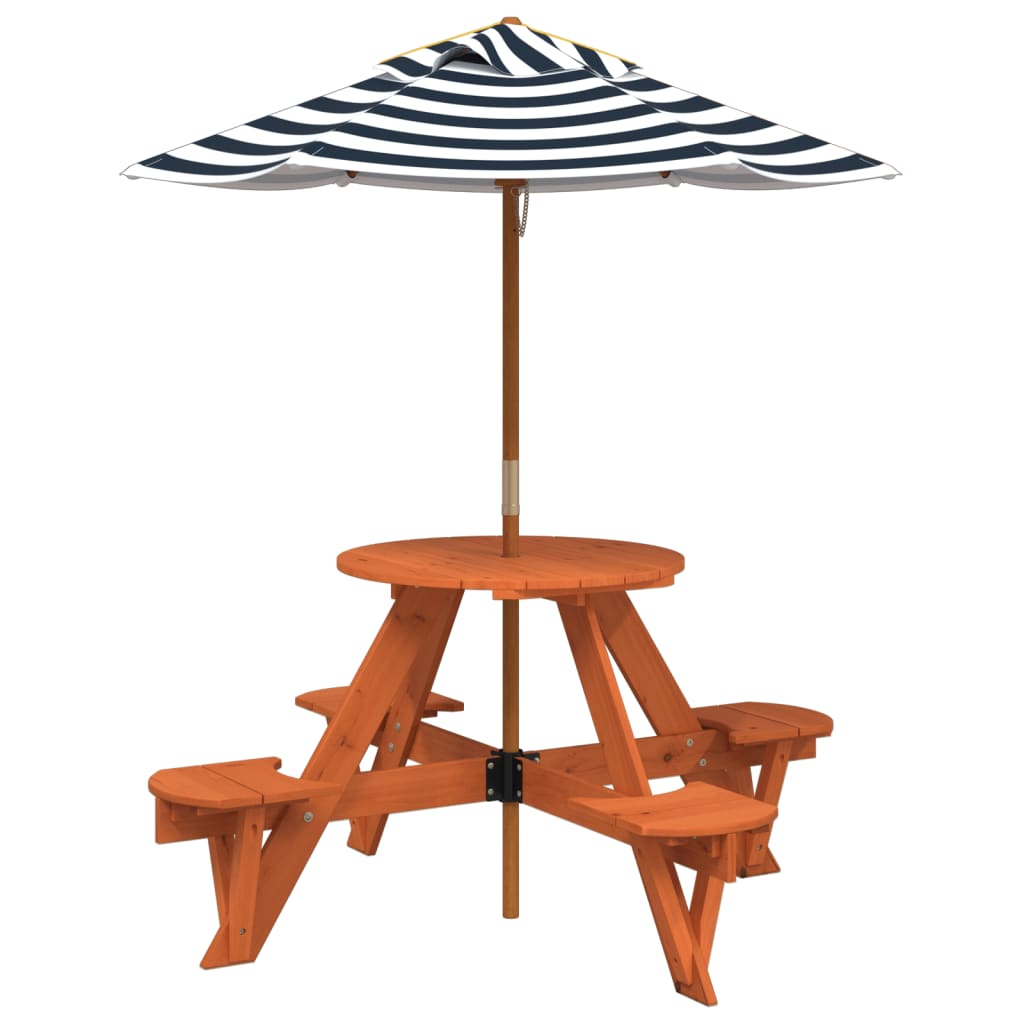 Picknicktafel voor 4 kinderen met parasol rond vurenhout Tuintafels | Creëer jouw Trendy Thuis | Gratis bezorgd & Retour | Trendy.nl