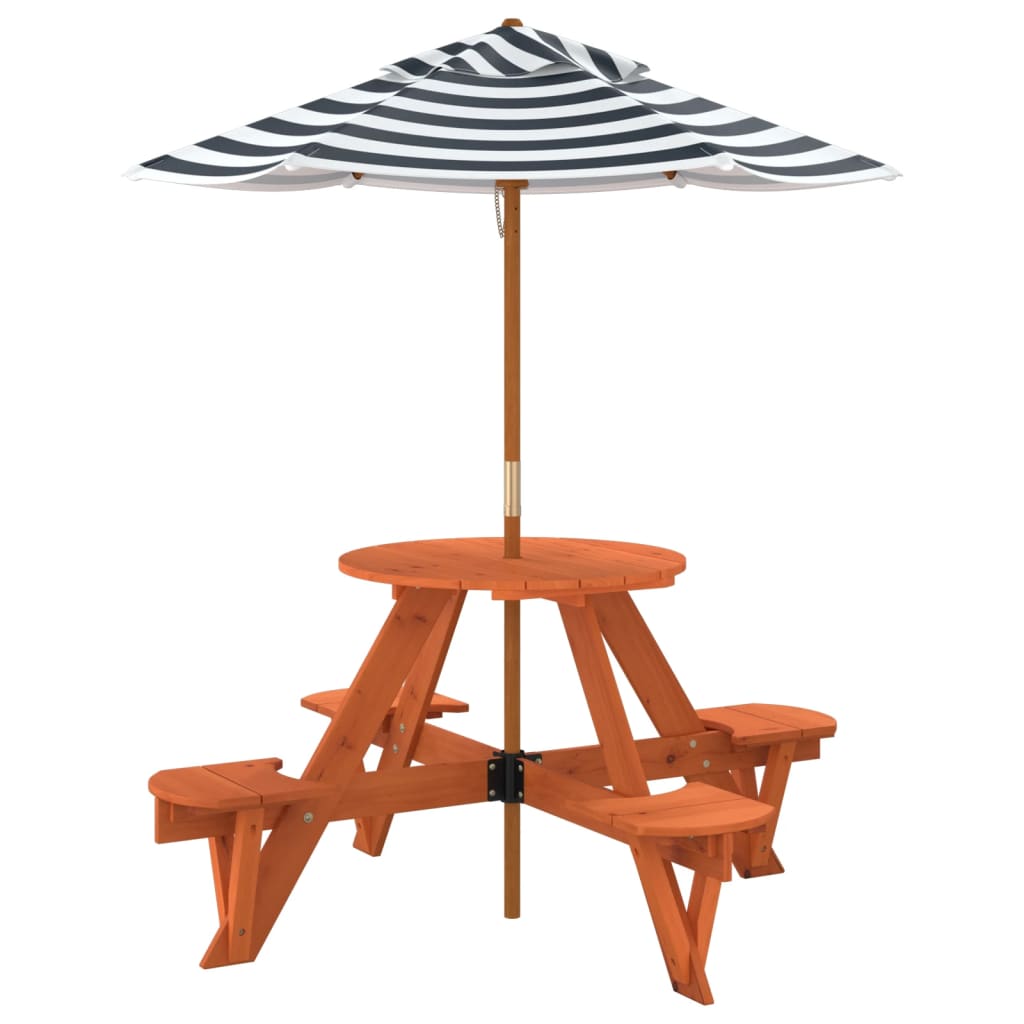 Picknicktafel voor 4 kinderen met parasol rond vurenhout Tuintafels | Creëer jouw Trendy Thuis | Gratis bezorgd & Retour | Trendy.nl