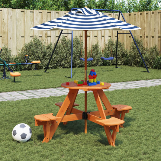 Picknicktafel voor 4 kinderen met parasol rond vurenhout Tuintafels | Creëer jouw Trendy Thuis | Gratis bezorgd & Retour | Trendy.nl