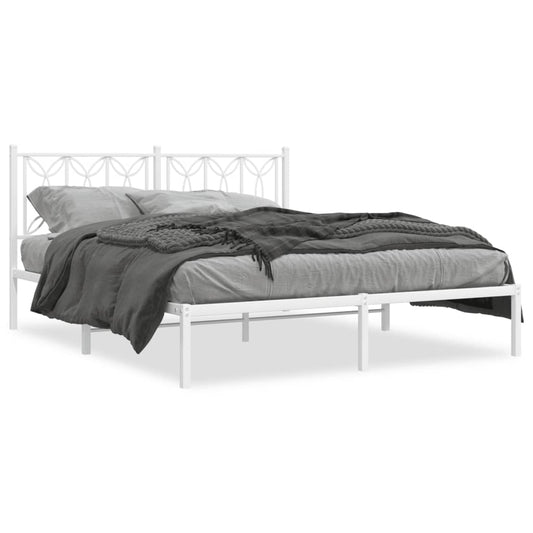 Bedframe met hoofdbord metaal wit 160x200 cm Bedden & bedframes | Creëer jouw Trendy Thuis | Gratis bezorgd & Retour | Trendy.nl