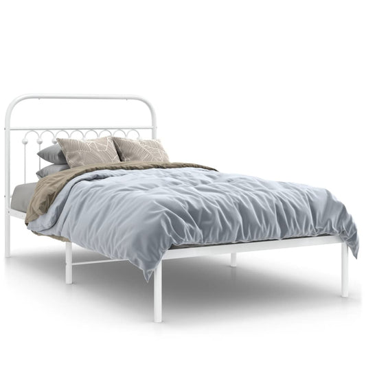 Bedframe met hoofdbord metaal wit 100x190 cm Bedden & bedframes | Creëer jouw Trendy Thuis | Gratis bezorgd & Retour | Trendy.nl