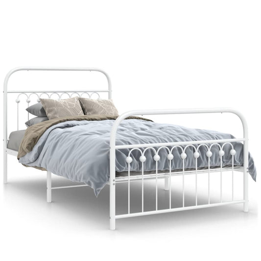 Bedframe met hoofd- en voeteneinde metaal wit 100x190 cm Bedden & bedframes | Creëer jouw Trendy Thuis | Gratis bezorgd & Retour | Trendy.nl