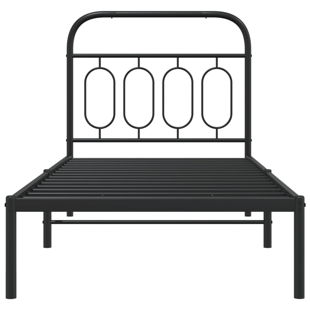 Bedframe met hoofdbord metaal zwart 90x190 cm Bedden & bedframes | Creëer jouw Trendy Thuis | Gratis bezorgd & Retour | Trendy.nl