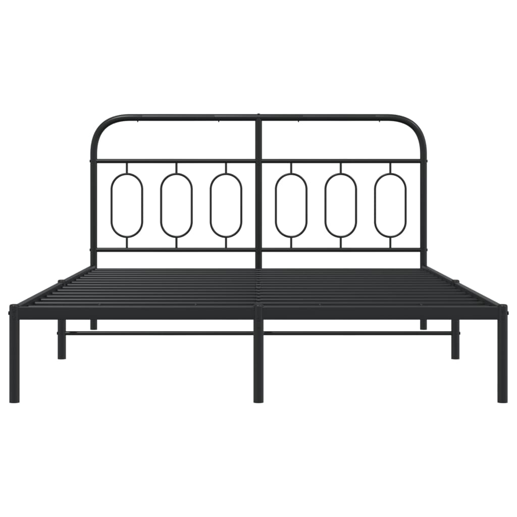 Bedframe met hoofdbord metaal zwart 140x190 cm Bedden & bedframes | Creëer jouw Trendy Thuis | Gratis bezorgd & Retour | Trendy.nl