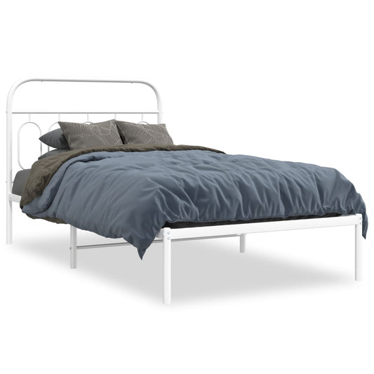 Bedframe met hoofdbord metaal wit 100x190 cm Bedden & bedframes | Creëer jouw Trendy Thuis | Gratis bezorgd & Retour | Trendy.nl