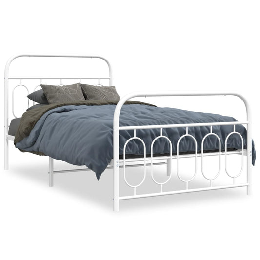 Bedframe met hoofd- en voeteneinde metaal wit 100x190 cm Bedden & bedframes | Creëer jouw Trendy Thuis | Gratis bezorgd & Retour | Trendy.nl