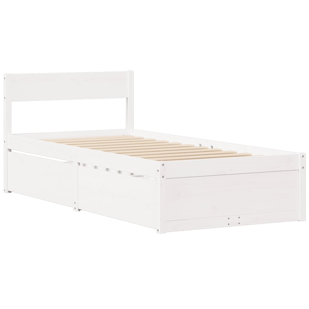 Bedframe zonder matras massief grenenhout wit 140x200 cm