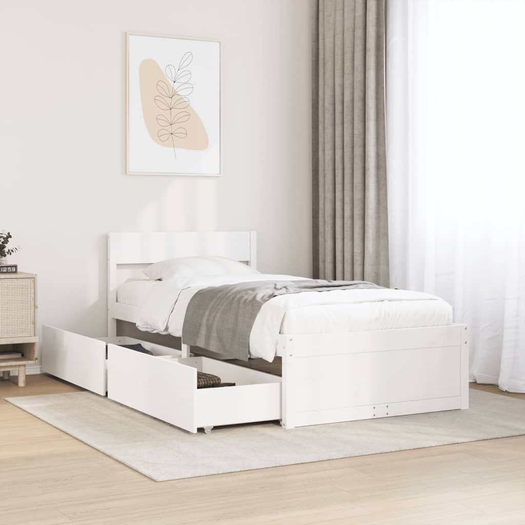 Bedframe zonder matras massief grenenhout wit 90x200 cm Bedden & bedframes | Creëer jouw Trendy Thuis | Gratis bezorgd & Retour | Trendy.nl