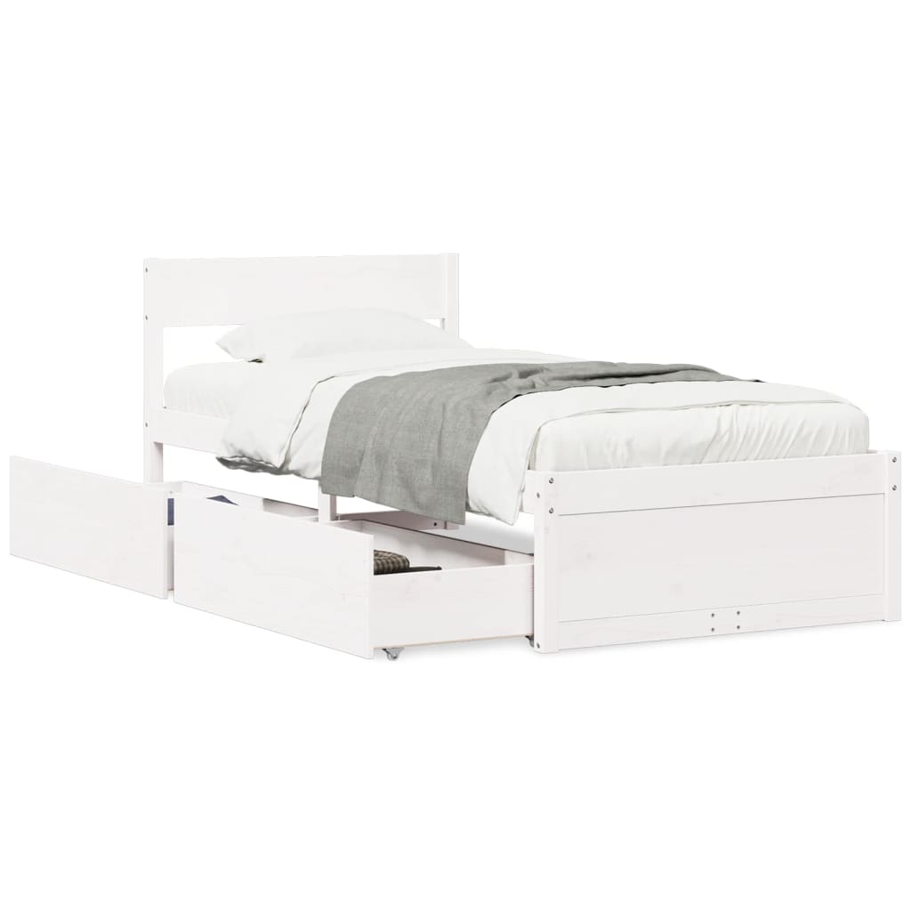 Bedframe zonder matras massief grenenhout wit 90x200 cm Bedden & bedframes | Creëer jouw Trendy Thuis | Gratis bezorgd & Retour | Trendy.nl