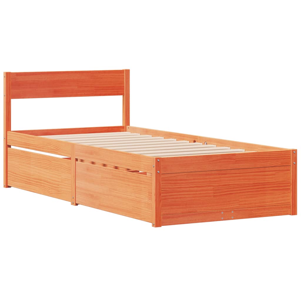 Bedframe zonder matras massief grenenhout wasbruin 90x200 cm Bedden & bedframes | Creëer jouw Trendy Thuis | Gratis bezorgd & Retour | Trendy.nl