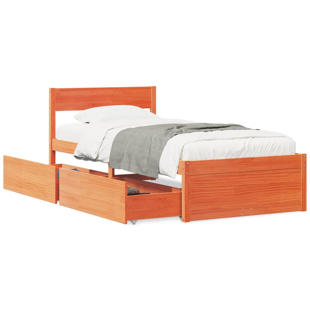 Bedframe zonder matras massief grenenhout wasbruin 90x200 cm Bedden & bedframes | Creëer jouw Trendy Thuis | Gratis bezorgd & Retour | Trendy.nl