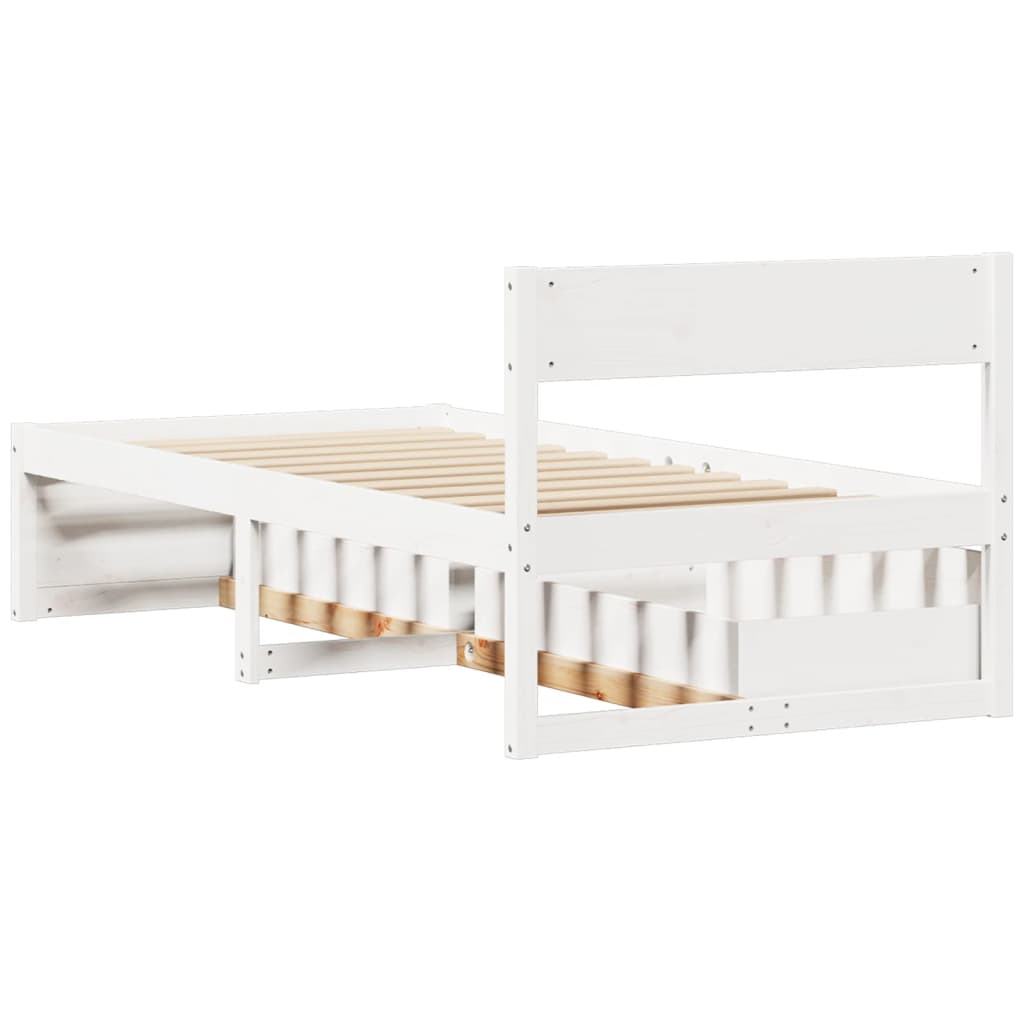 Bedframe zonder matras massief grenenhout wit 90x190 cm