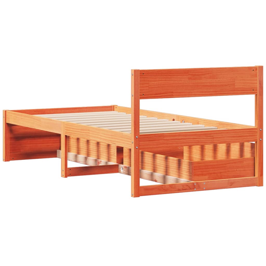 Bedframe met lades massief grenenhout wasbruin 90x190 cm Bedden & bedframes | Creëer jouw Trendy Thuis | Gratis bezorgd & Retour | Trendy.nl