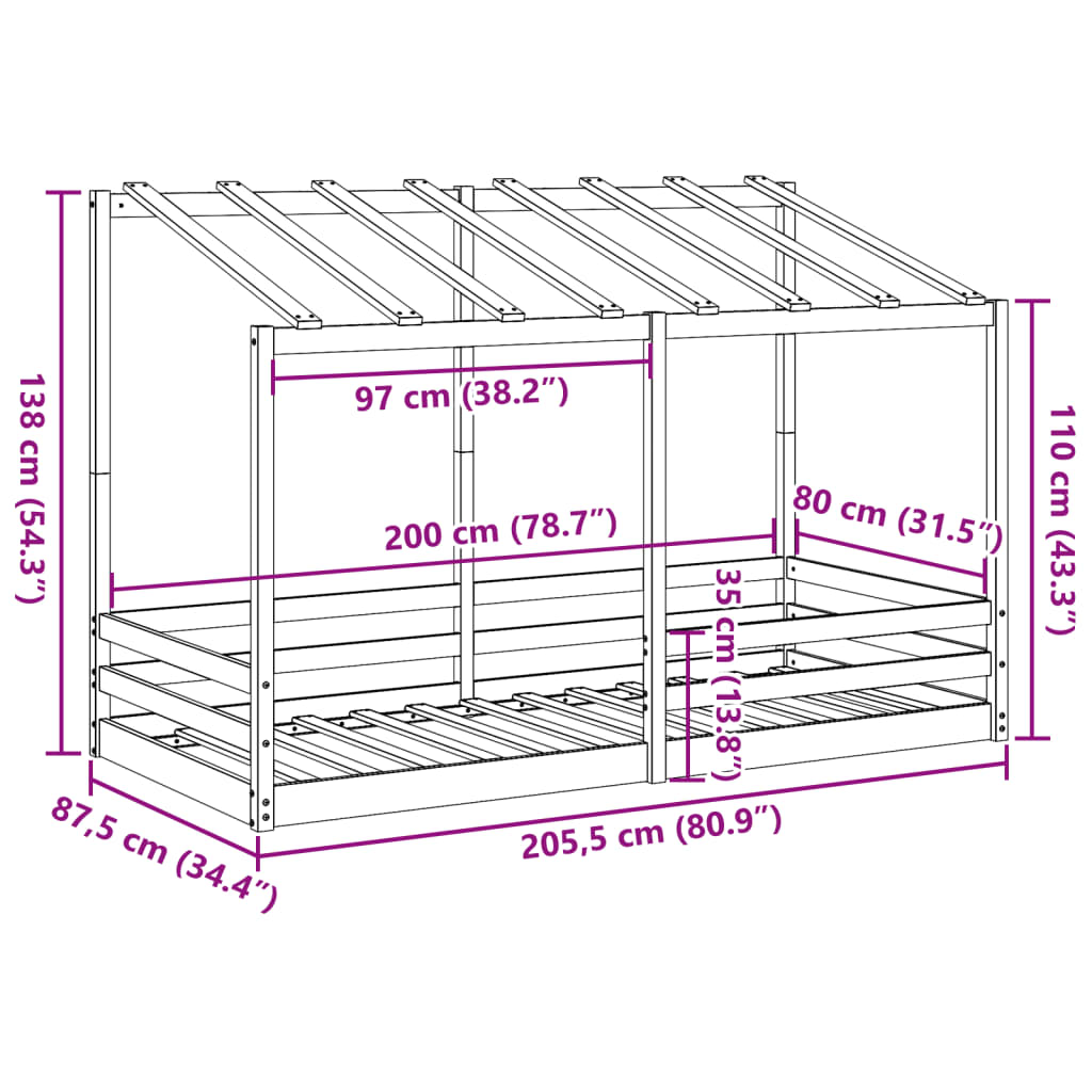 Kinderbed met bedhuis 80x200 cm massief grenenhout Bedden & bedframes | Creëer jouw Trendy Thuis | Gratis bezorgd & Retour | Trendy.nl