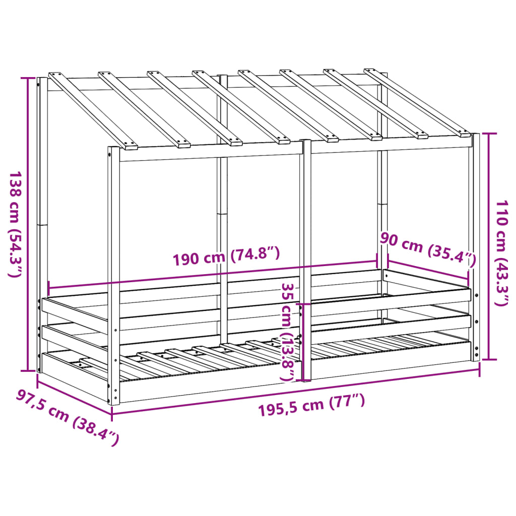 Kinderbed met bedhuis 90x190 cm massief grenenhout Bedden & bedframes | Creëer jouw Trendy Thuis | Gratis bezorgd & Retour | Trendy.nl