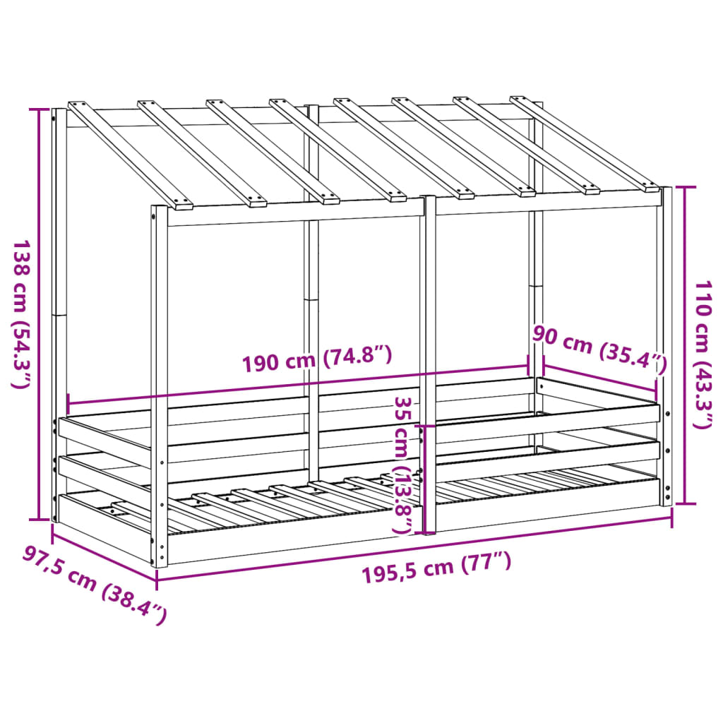 Kinderbed met bedhuis 90x190 cm massief grenenhout wasbruin Bedden & bedframes | Creëer jouw Trendy Thuis | Gratis bezorgd & Retour | Trendy.nl