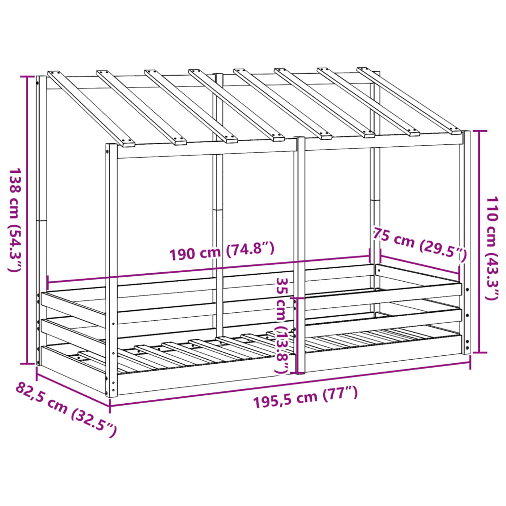 Kinderbed met bedhuis 75x190 cm massief grenenhout Bedden & bedframes | Creëer jouw Trendy Thuis | Gratis bezorgd & Retour | Trendy.nl