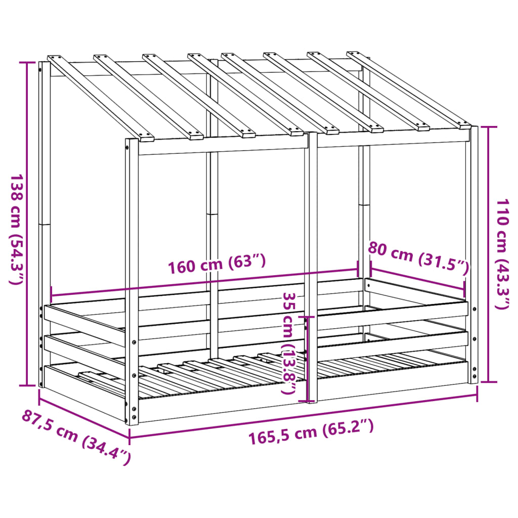 Kinderbed met bedhuis 80x160 cm massief grenenhout Bedden & bedframes | Creëer jouw Trendy Thuis | Gratis bezorgd & Retour | Trendy.nl