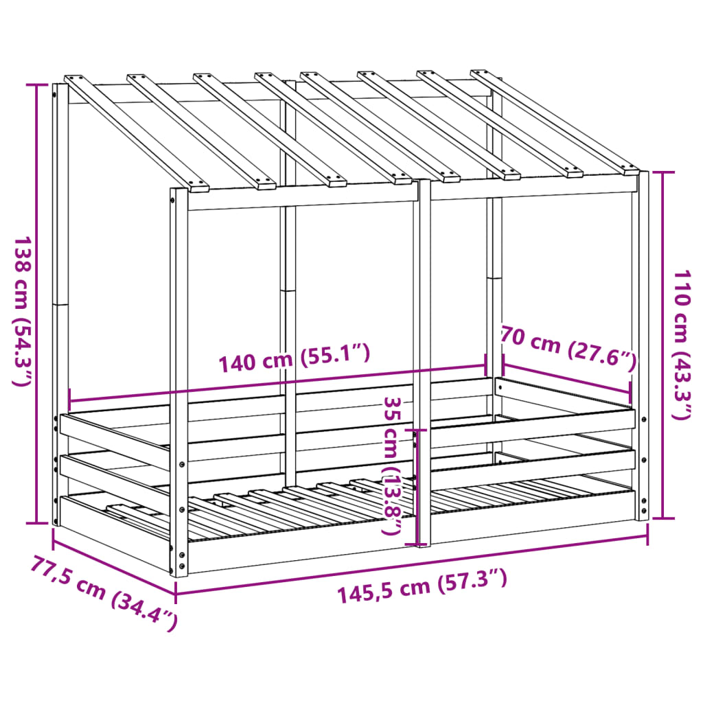 Kinderbed met bedhuis 70x140 cm massief grenenhout wit Bedden & bedframes | Creëer jouw Trendy Thuis | Gratis bezorgd & Retour | Trendy.nl