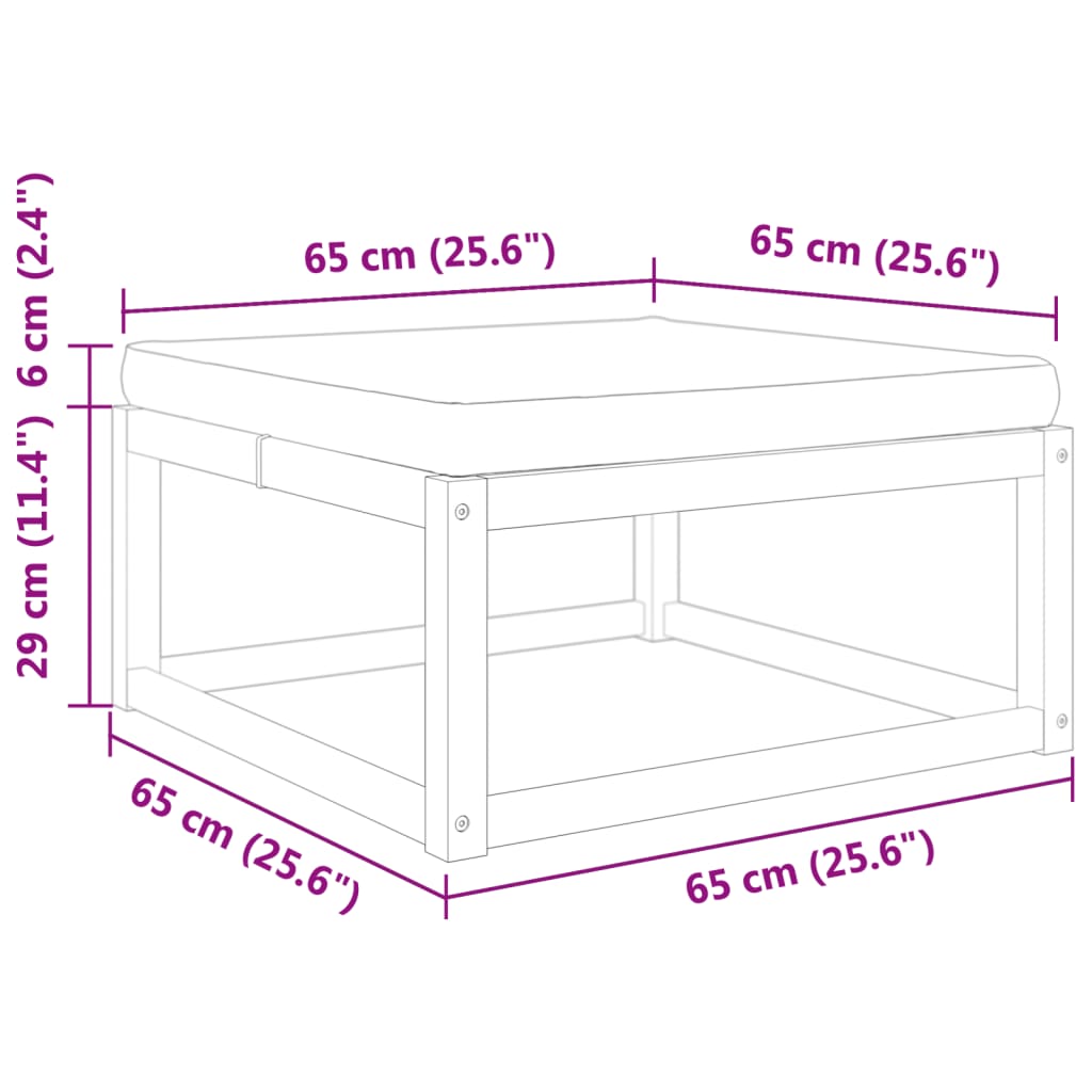 Tuinvoetenbank met kussen 65x65x29 massief acaciahout