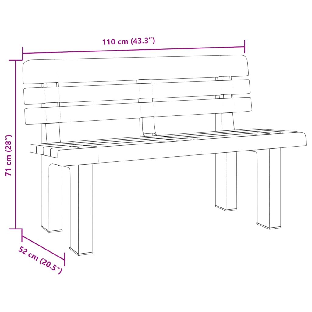 Tuinbankje 110x52x71 cm polypropeen wit Tuinbanken | Creëer jouw Trendy Thuis | Gratis bezorgd & Retour | Trendy.nl