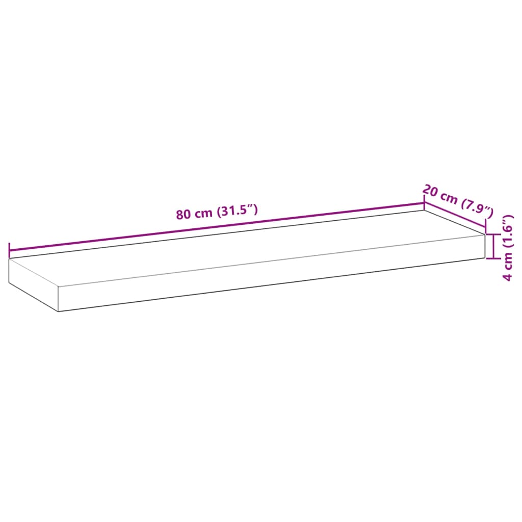 Tafelblad rechthoekig 80x20x4 cm massief acaciahout